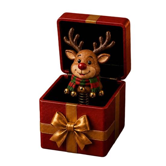 Humorous Holiday Stocking Stuffer Christmas Magic Pop-Up Gift Box, Cute Reindeer Santa Claus Gingerbread Prank Table Decor Reusable Spring-Loaded