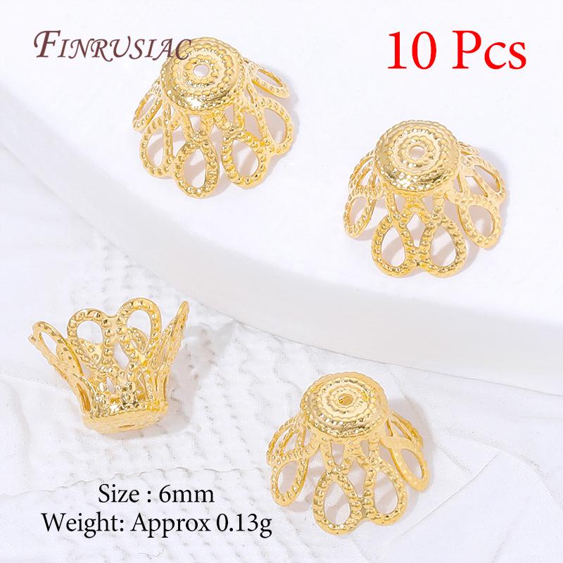 Multiple Styles 18K Gold Plated Beads Caps For Jewelry Making,Brass Flowers Caps For Bracelets DIY Accessories,Tassel End Cap
