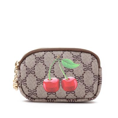 Carteira Curta, Carteira Pequena Feminina com Estampa de Frutas, Carteira Quadrada com Zíper, Porta-Moedas Feminino