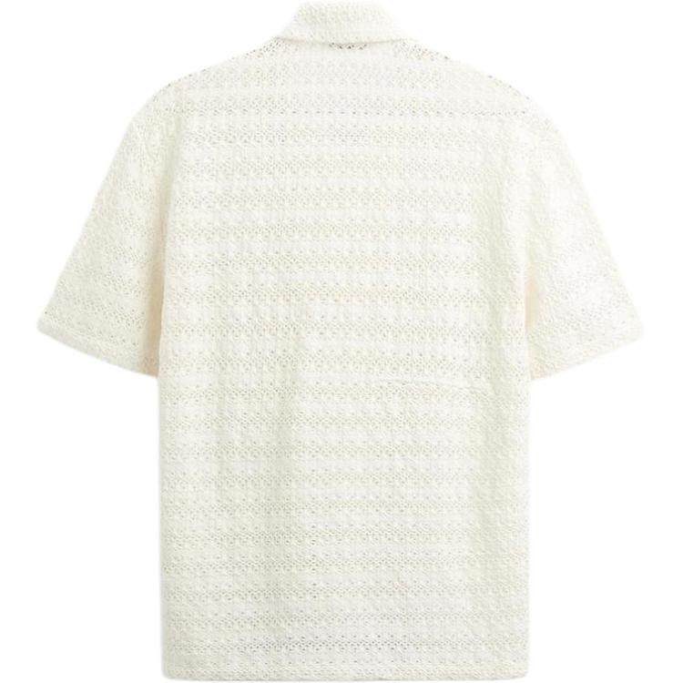 Zara Solid Color Loose Crochet Hollow Texture Casual Short Sleeve Shirt Men shirts Off-White 0881430-251