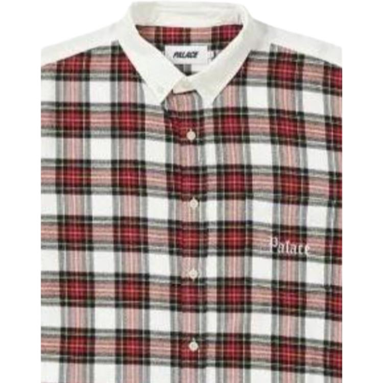 Palace SS23 Spring Collection Plaid Contrast Collar Long Sleeve Shirt Unisex Tops Off-White PLC23006