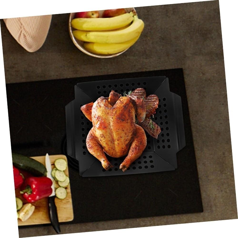 Large Capacity Metal BBQ Pan Heat Resistant Grill Basket Cooking Tools Grill Tray  Home Cooking