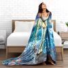 Fantasy Horse blanket with Ocean and Planet Background, Elegant Design blanket, suitable for use in the bedroom, living room, on the sofa