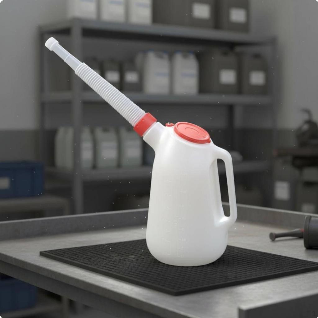 Plastic Oil Can With Lid 2L Graduated Fluid Jug Lightweight for Auto Repair Shop