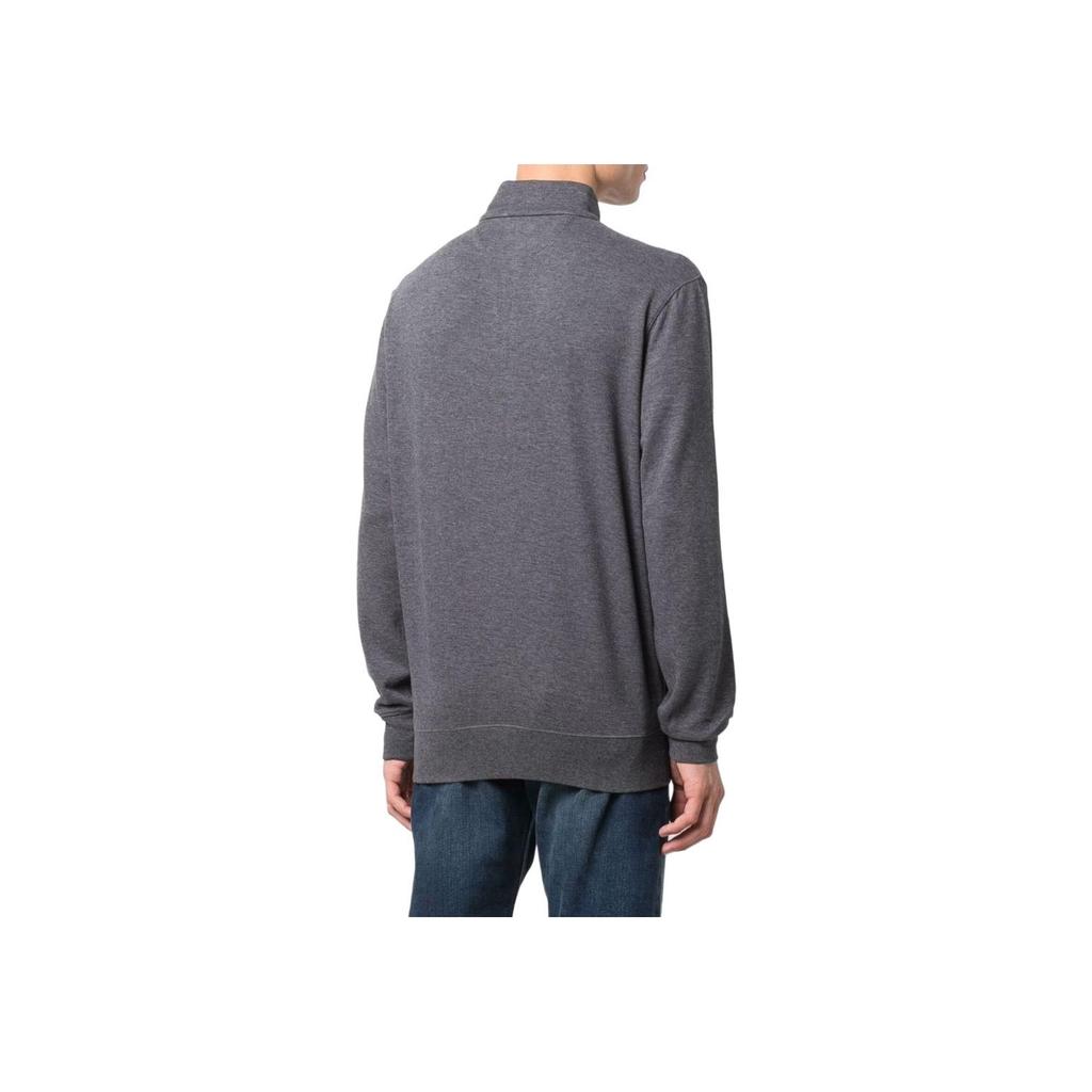 Polo Ralph Lauren Solid Logo Mock Neck Half-Zip Long Sleeve Sweater Men sweater Gray 710909883-003