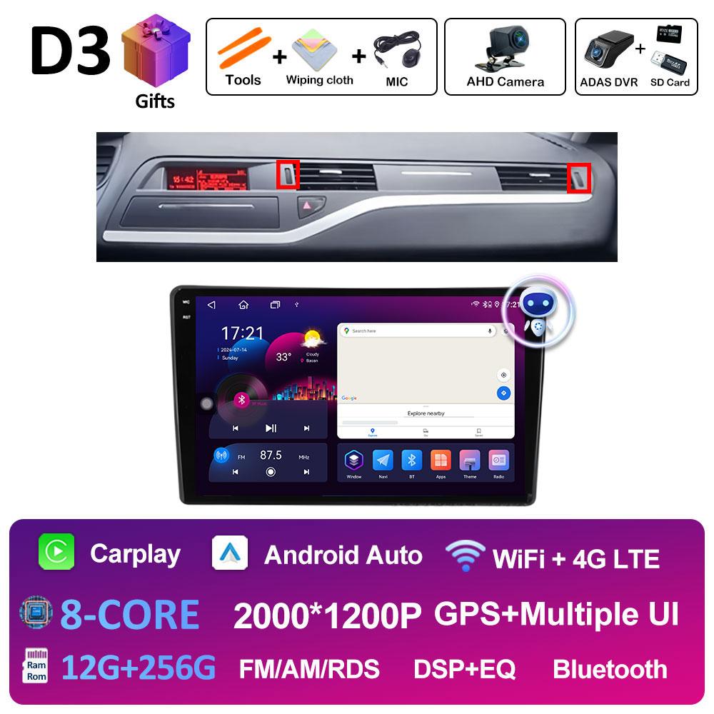 GPS Navigation Android 14 For Citroen C5 2008 2009 2010 2011 2012 2013 - 2017 Car Multimedia Radio Video Player QLED IPS Screen