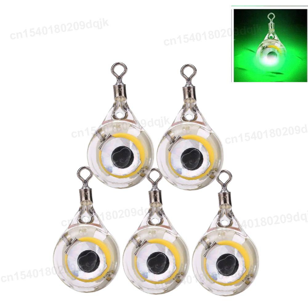 1-10PCS Mini Fishing Lure Light LED Deep Drop Underwater Eye Shape Fishing Squid Fishing Bait Luminous Lure for Attracting Fish