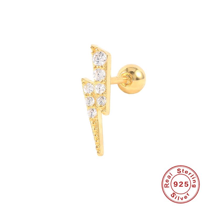S925 Sterling Silver Piercing Ear Bone Stud Ear Nail Small Gold Ball Threaded Ear Stud Zircon Body Earrings Earrings