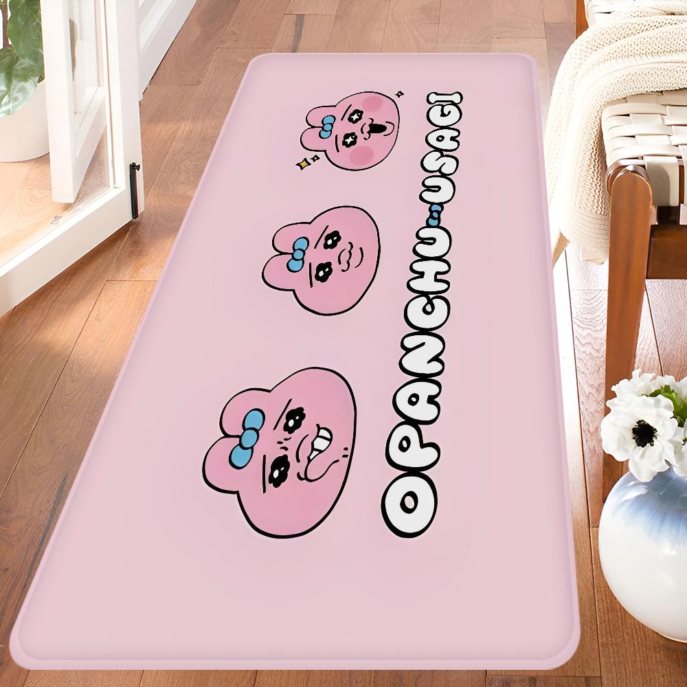 O-Opanchu U-Usagi Cartoon Cute Kitchen Mat Kids Room Bedroom Decoration Balcony Anti-Slip Doormat Living Room Alfombra