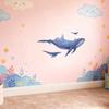 Blue Whale Wall Stickers, Waterproof PVC Wall Decals with Lighthouse And Stars, Peel And Stick Removable Marine Life Decals for Living