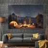 Forest night background, polyester photographic background suitable for outdoor camping theme party decoration