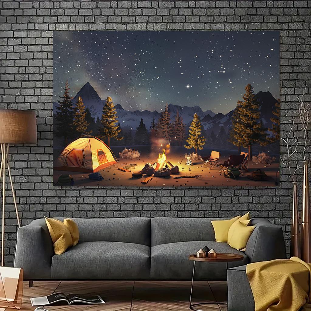 Forest night background, polyester photographic background suitable for outdoor camping theme party decoration