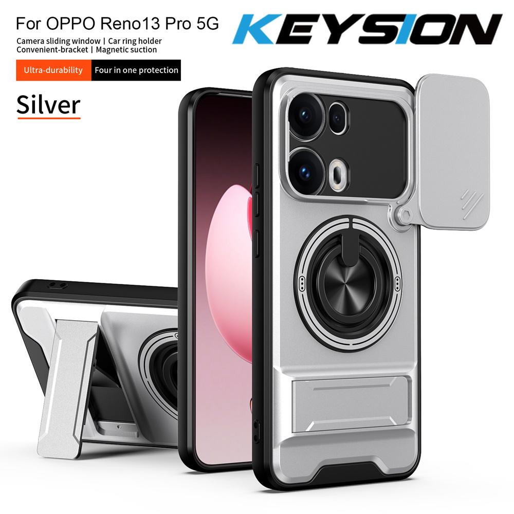 KEYSION Magnetic Phone Case for OPPO Reno13 Pro 5G Reno13 F 5G Slide Camera Protection Upright Kickstand Ring Shockproof Cover