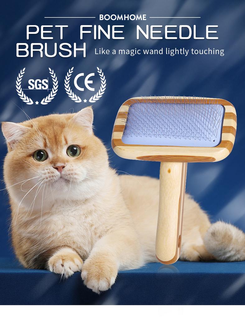 Pet Comb Wood  Massage Cute Hair Remover Cat Dog Brush for Grooming Bamboo Mini Rubber Custom Small Fine Needle