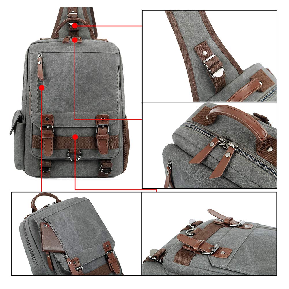Kropp En Skulder Crossbody A4 Kompatibel med 13 Tommer [Mygreen] Veske, Veske, Veske, Oppbevaring, PC, Canvas, Pendling, Reise, Herre (L/Brun)