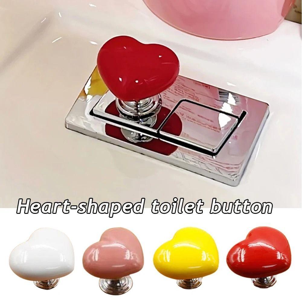 2pcs Creative Heart Shaped Toilet Press Love Colorful Toilet Button Nail Protector Water Tank Buttons Bathroom Supplies