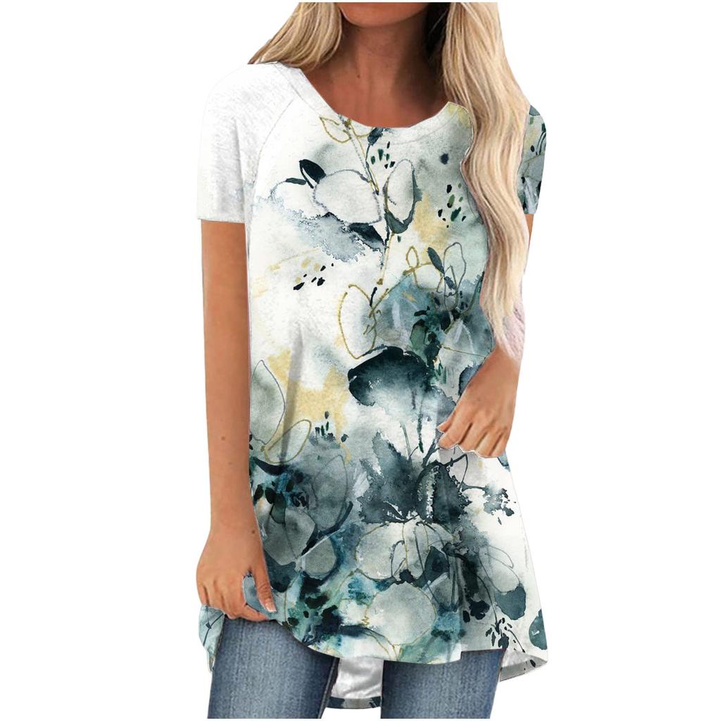 Colourful Floral Flower 3D Print Long T-Shirts Women Streetwear Short Sleeve T Shirt Oversized Y2K Tops Tees Girl Woman Clothing