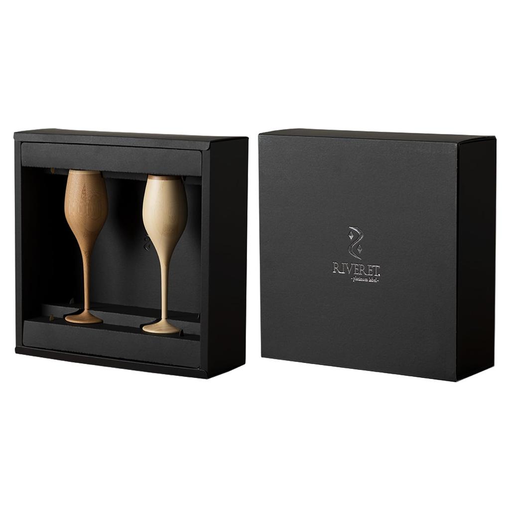 RIVERET Cocktail Glass Bourjon 110ml Pair Set Bamboo Dishwasher Safe White/Brown RV-110WB