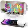 Digital Alarm Clock with Dynamic RGB Light Dimmable Brightness   Snooze Function USB   Port Mirror Clock 12HCelsius24H for Bedroom Home