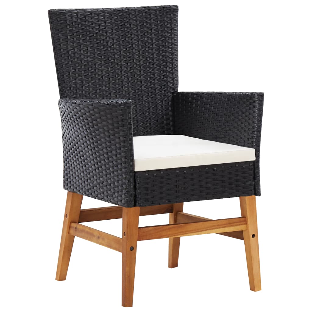 9 piece Garden Dining Set PE Rattan and Acacia Wood Black