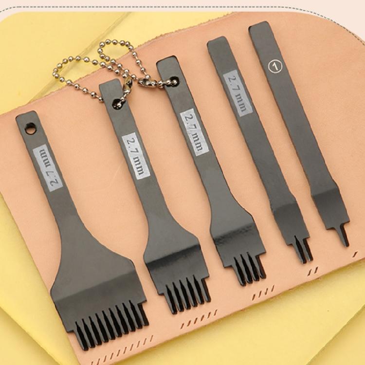 Leder Ahle Stanzwerkzeug 2,7 mm Lederhandwerk Schnürwerkzeug 1/2/4/6 Zinken Lederhandwerk Meißel Lochstanzen