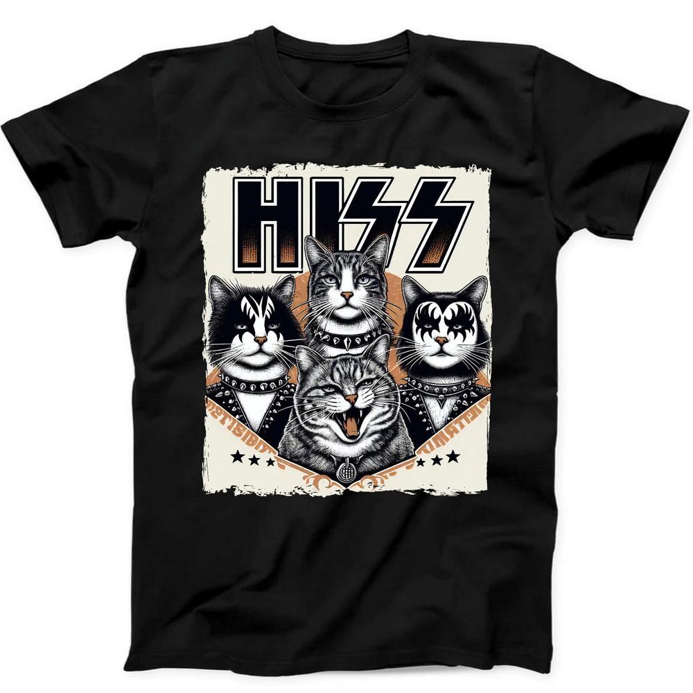 

Hiss Cat Cats Humorous Weird Best Seller Funny Gift Tee Black T Shirt 304 XL