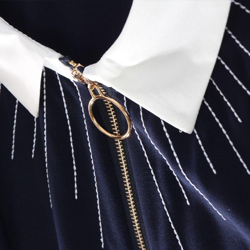 White Lapel Silk Cotton Dress