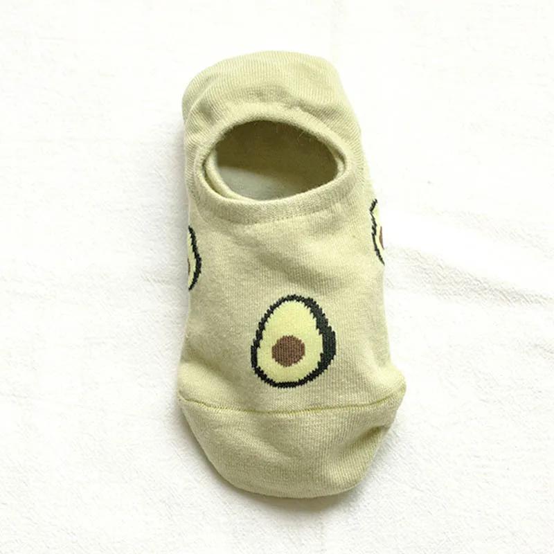 5 Pairs of Cartoon Short Socks with Avocado Summer Women's Socks Boat Socks Fashionable Printed Casual Women's Socks