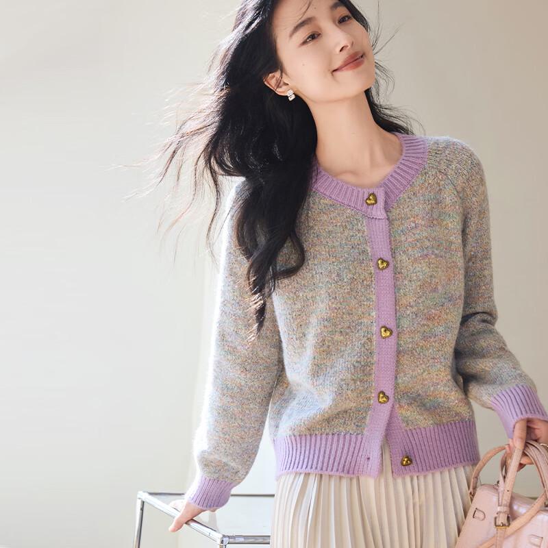 VICTORIA&VERA Women's Heart Button Knit Cardigan