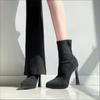 British suede heightened and thin pointed high heels retro thin heel season thin boots