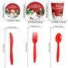 10Pcs/Set Disposable Tableware Set Spoon Fork Happy New Year Merry Christmas Party Supplies Paper Plates X-mas Party Decorations