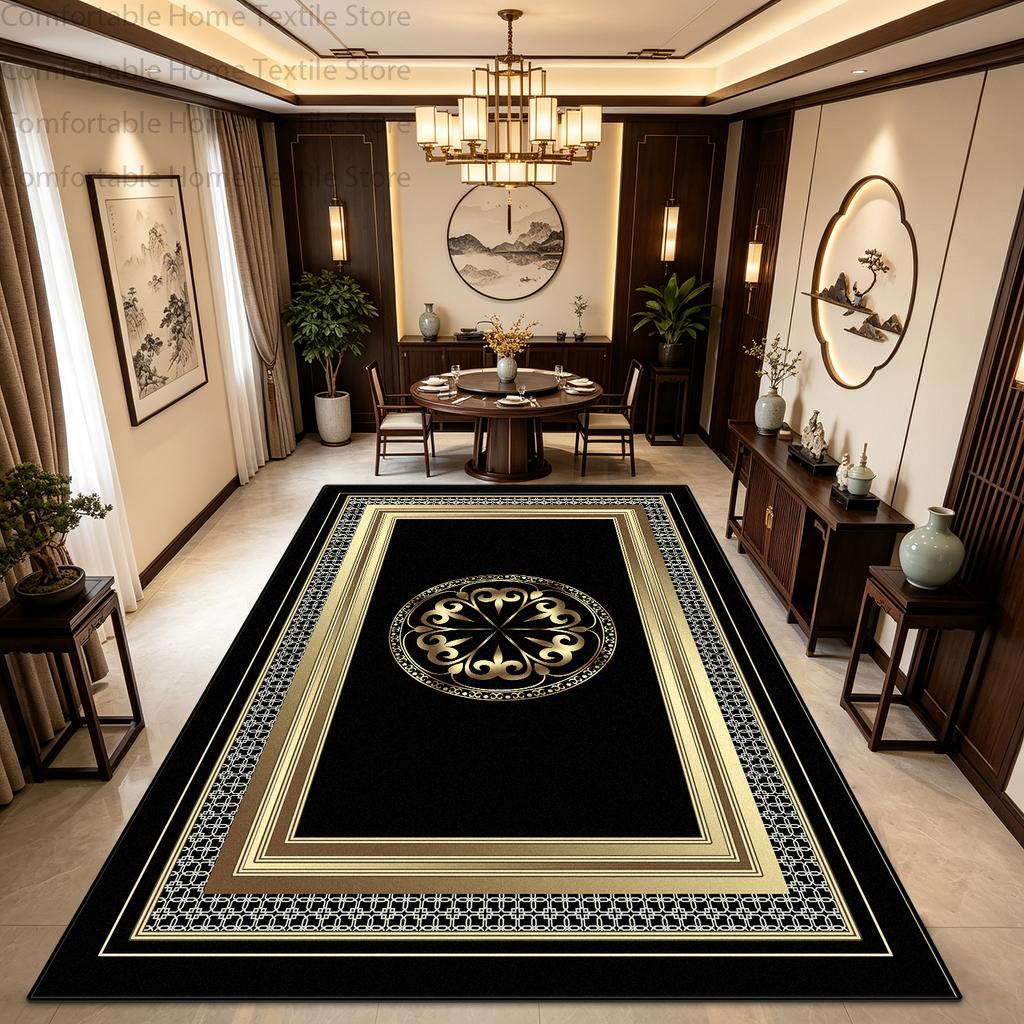 European Style Oriental Light Luxury Living Room Carpet Non-slip Soft Plush Study Rug Fluffy Washable Foldable Coffee Tables Mat