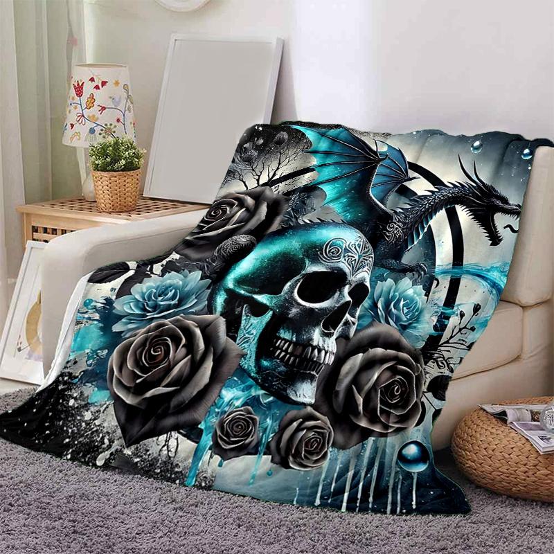 1pc Blue Dragon's Whisper Blanket Room Decor, Soft Bedding Cover, Living Room .K010
