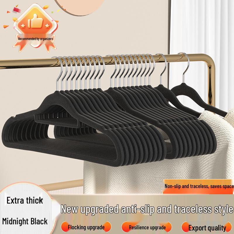 Sömlös Halkfri Flockad Hängare med Axelstöd för Klädförvaring och Torkning