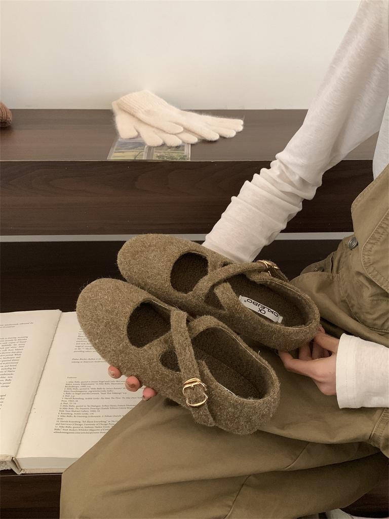Fairy Wind Mary Jane Shoes Buckle Hair Shoes Single Shoes Female 2025 Autumn New Korean Version Soft-soled Shallow Mouth Flat Shoes