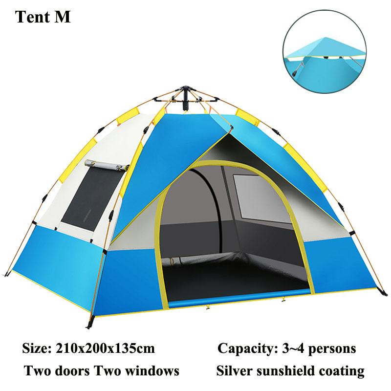 Tente de camping d'extérieur à ouverture automatique rapide, Protection solaire imperméable, Abri de pique-nique sans montage, Espace large pour la famille, Plage, Douce et confortable