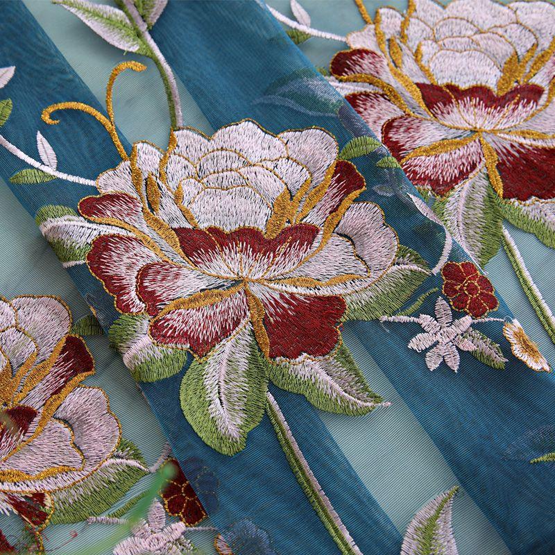 Chenille europeiske gardiner Blackout karnapp Vannløselige hule broderte gardiner for stue Spisestue Soverom