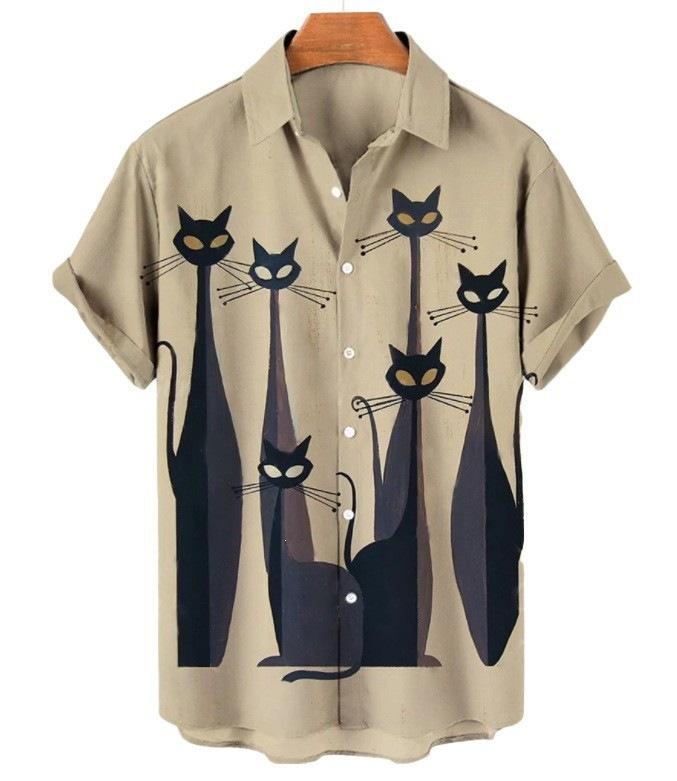 Summer New Large Size Hong Kong Style Men's Flower Shirt 1D Digital Printing Casual Short Sleeve Shirt Men's Clothing