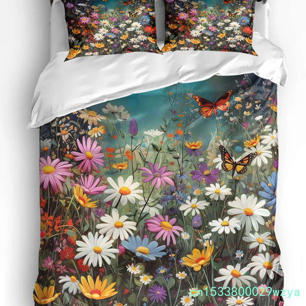 Forest Fairy Flower Butterfly Girl Duvet Cover With Pillow Case Custom 3pcs Bedding Set Quilt Cover Double Bed Home Textile