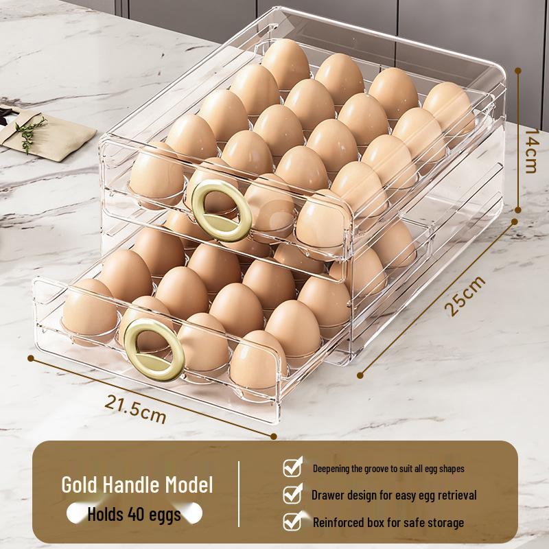 Transparent Double-Layer Egg Storage Box for Kitchen Refrigerator
