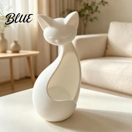 Minimalist Desktop Decorations Abstract Sleeping Cat Statue 3D Printed Matte White Hollow Ornament for Figurines Desk Tabletop Decor Mini