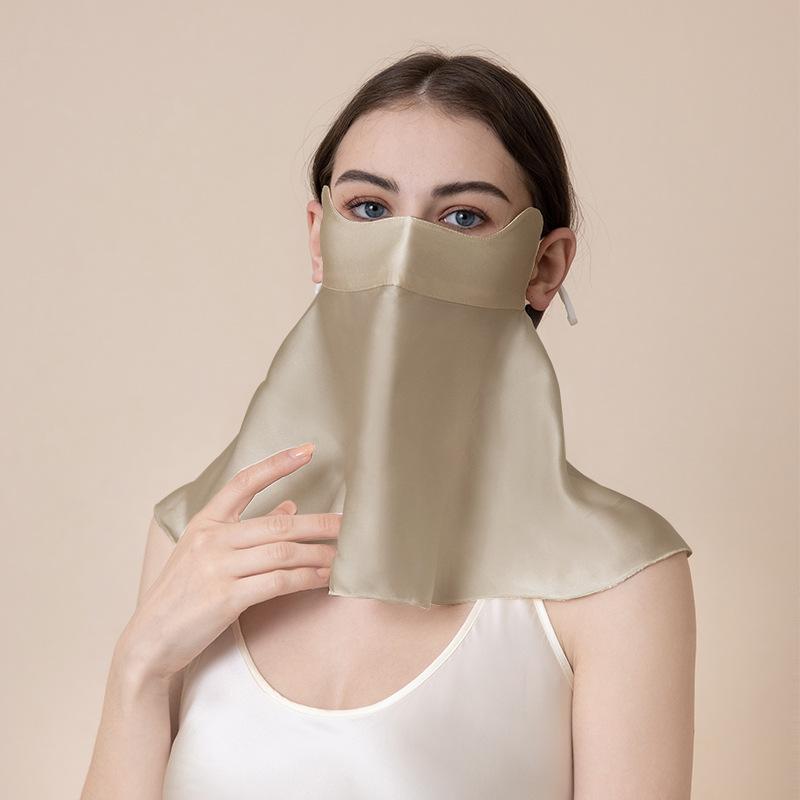 Summer Silk Sunscreen Full Face Neck Protection UV Protection Riding Driving Face Mask Mulberry Silk Mask Veil