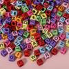 English Alphabet Bead Stringing DIY Jewelry Kit - Square Multicolor Loose Beads (Sizes: 5x5, 6x6, 7x7, 8x8, 10x10)