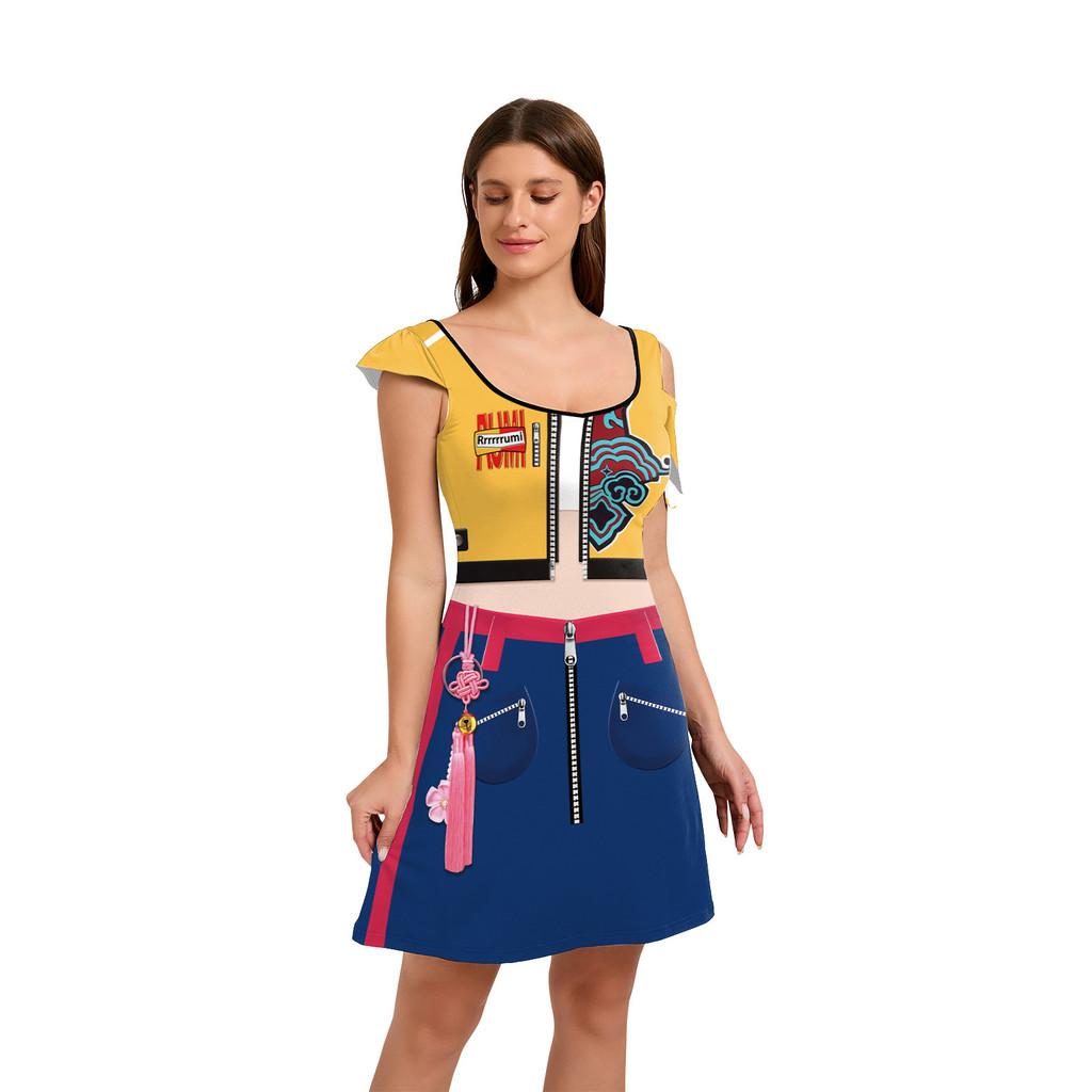 Korejská skupina POP Jevištní vystoupení Oblek Ženy Super Star Halloweenský Cosplay Kostým Hraní rolí Set Top Sukně