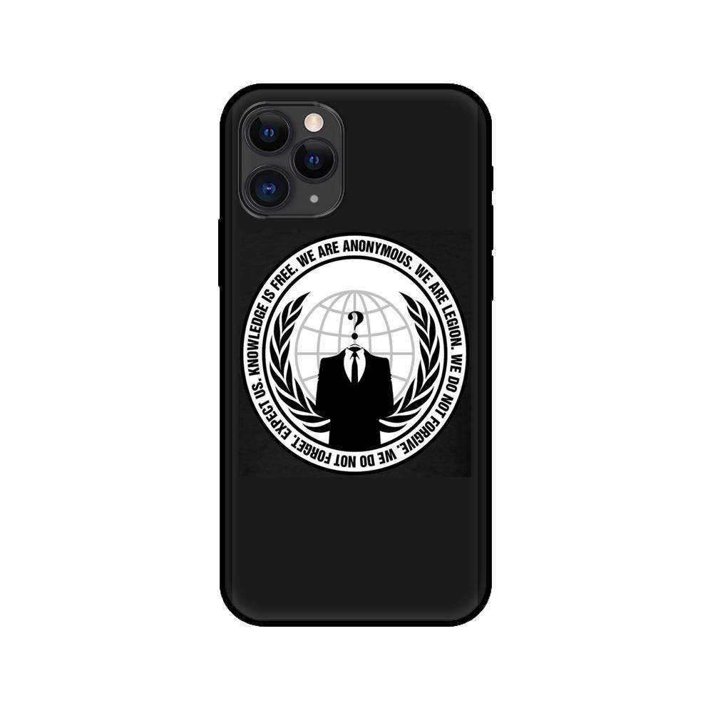 Black Tpu Case for Iphone 5 5s Se 2020 6 6s 7 8 Plus X 10 XR XS 11 12 Mini Pro MAX Back Cover Anonymous