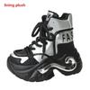 Fashion 8CM Winter Chunky Boots For Women Thick Plush Warm Snow Ankle Boots Wedges Leather High Platform Sneakers Woman Motorcycle Shoes