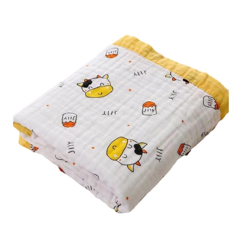 Large Size Infant Bath Blanket High Density Gauze Bath Towel 6-layer for Delicate Skin Quick Drying and Breathable
