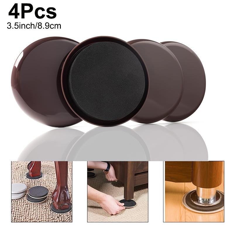 4pcs Heavy Duty Furniture Sliders 3.5" - Reusable Round Carpet Moving Pads for Easy Sofa, Bed And Wardrobe Relocation