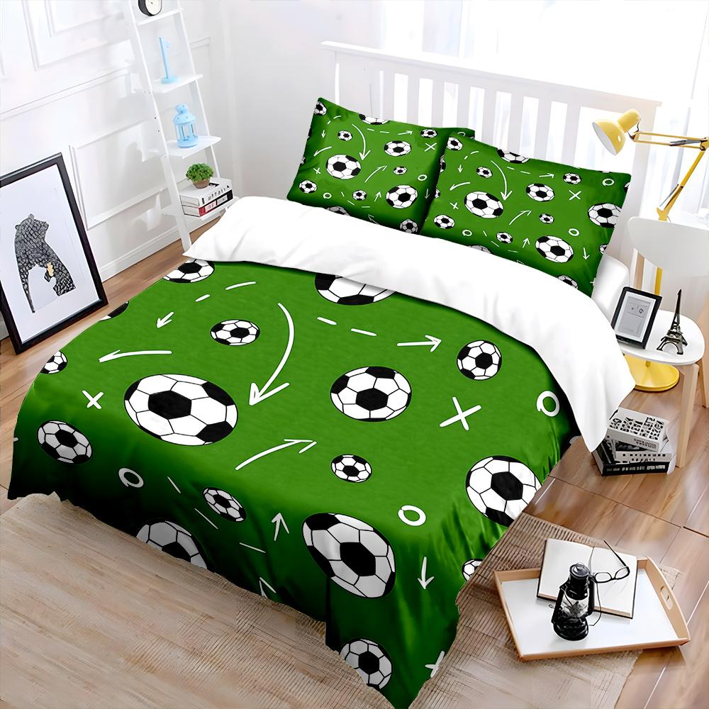 Football attacking theme pattern Bedding Set for Kids Luxury Gift 3pcs Digital Print Comforter Set Soft Comfortable Breathable