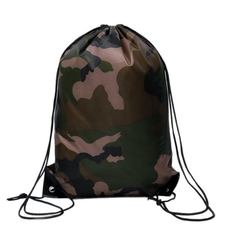 Available: Camouflage Polyester Drawstring Backpack with Double Rope